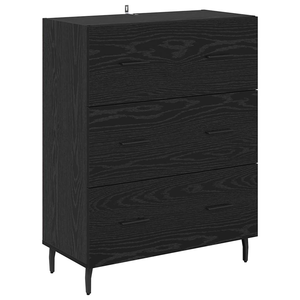 Highboard s ladicama 2 pcs Crni hrast Konstruirano drvo