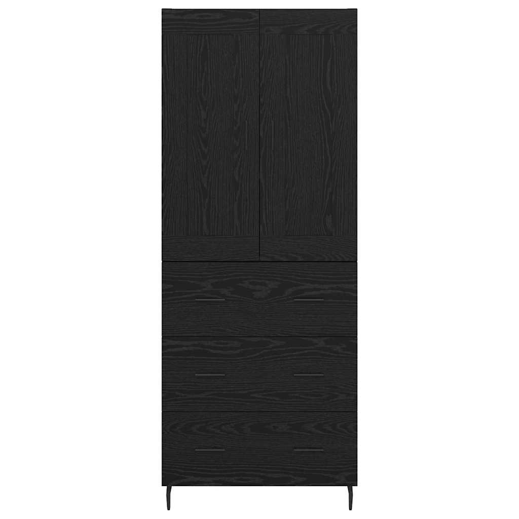 Highboard s ladicama 2 pcs Crni hrast Konstruirano drvo