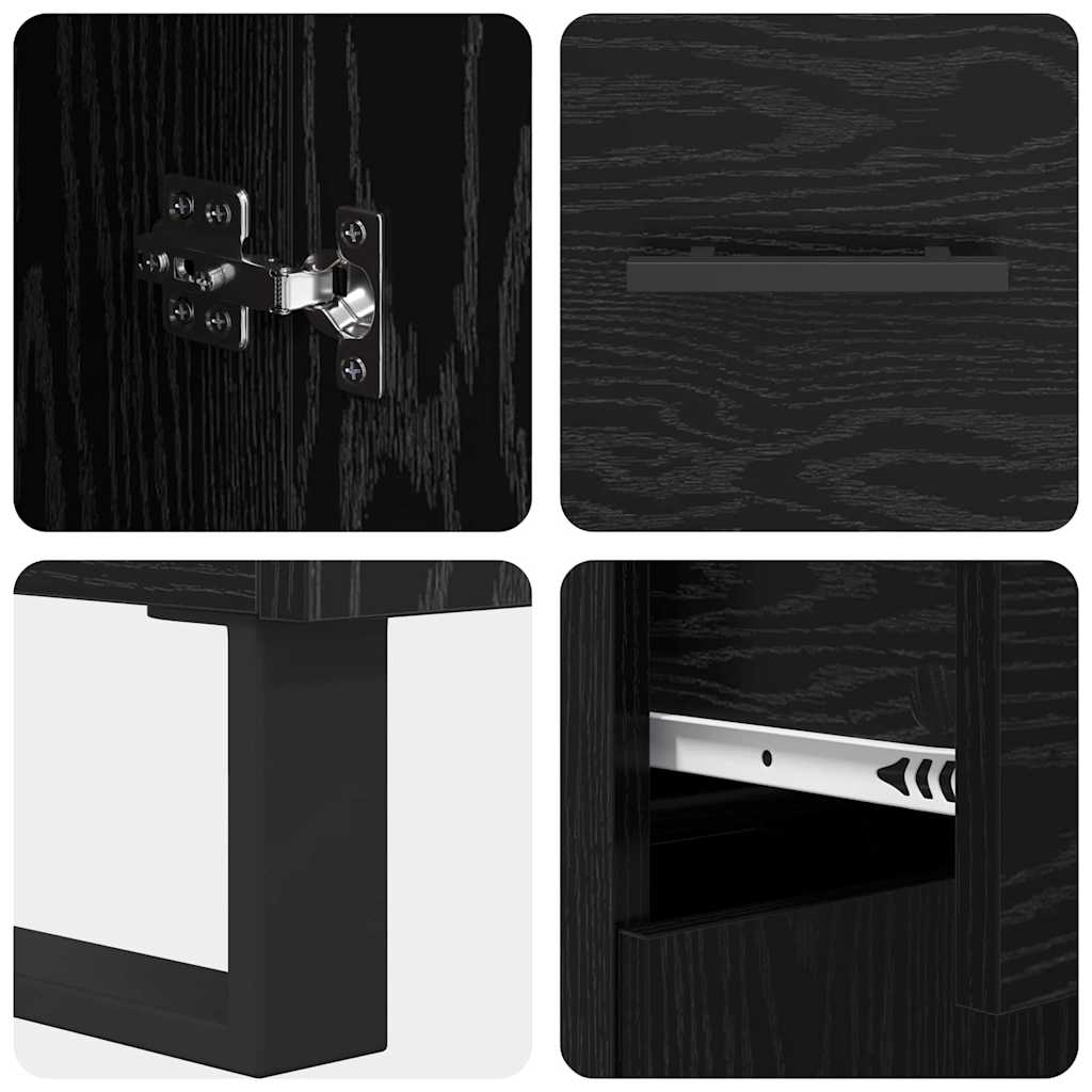 Highboard 2 pcs Crni hrast 69,5 x 34 x 180 cm Konstruirano drvo