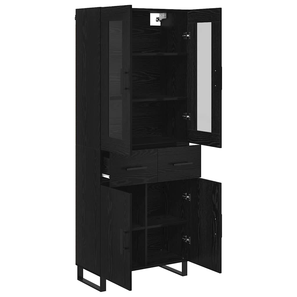 Highboard s ladicama 2 pcs Crni hrast Inženjerska drva i staklo