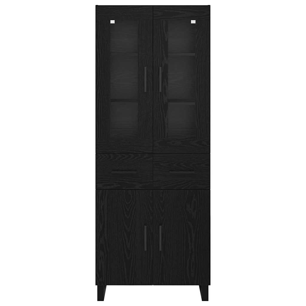 Highboard s ladicama 2 pcs Crni hrast Inženjerska drva i staklo