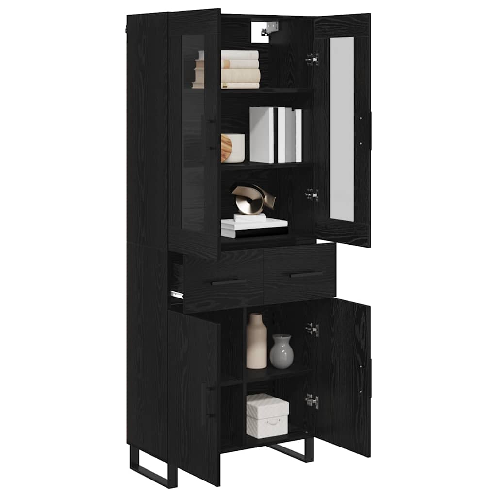 Highboard s ladicama 2 pcs Crni hrast Inženjerska drva i staklo