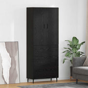 Highboard s ladicama 2 pcs Crni hrast Inženjerska drva i staklo