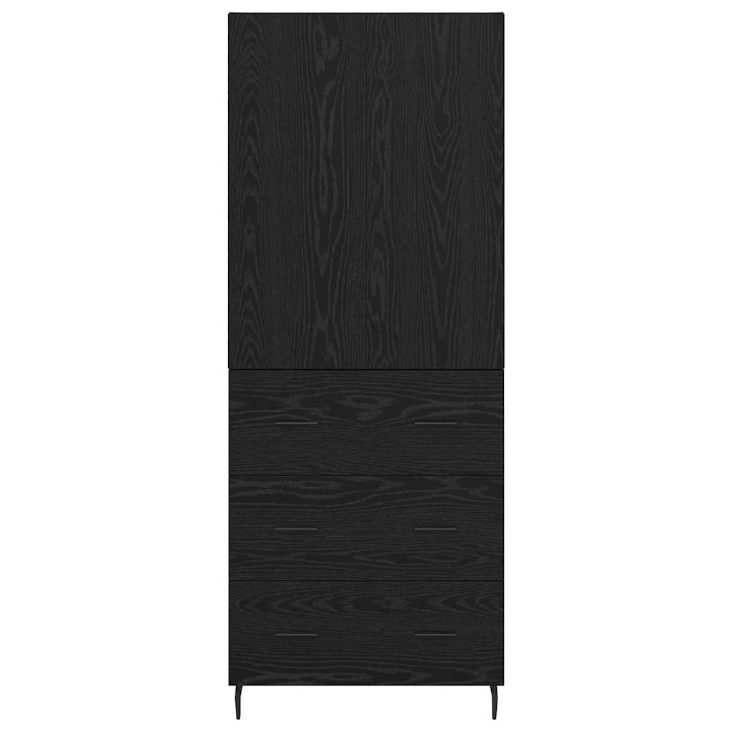 Highboard s ladicama 2 pcs Crni hrast Inženjerska drva i staklo