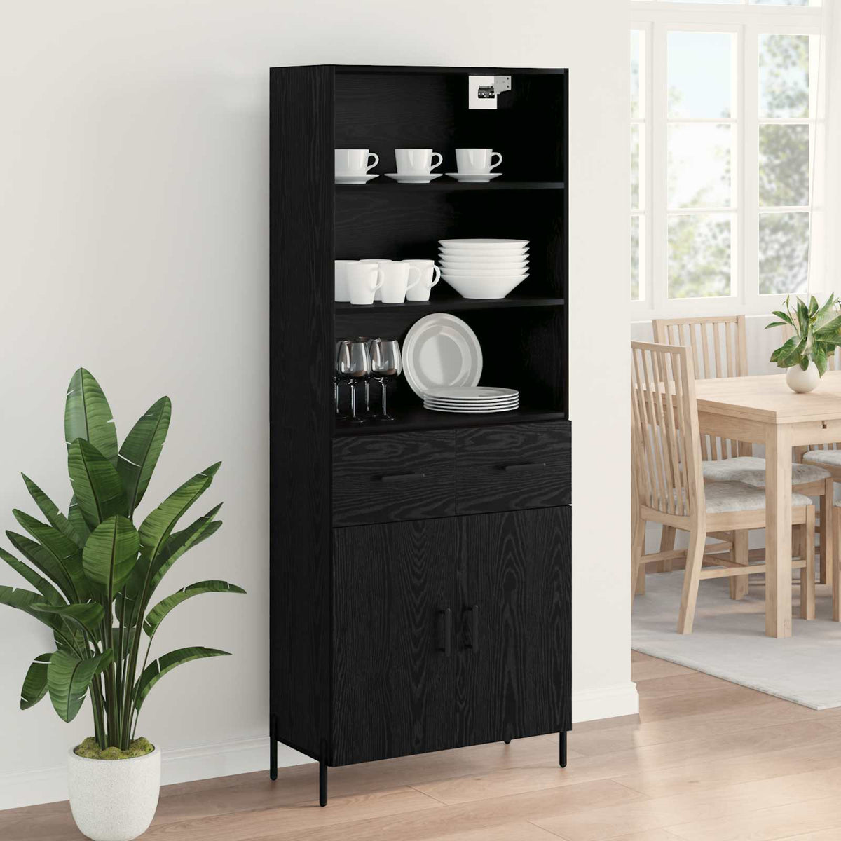 Highboard Crni hrast 69,5 x 34 x 180 cm Konstruirano drvo