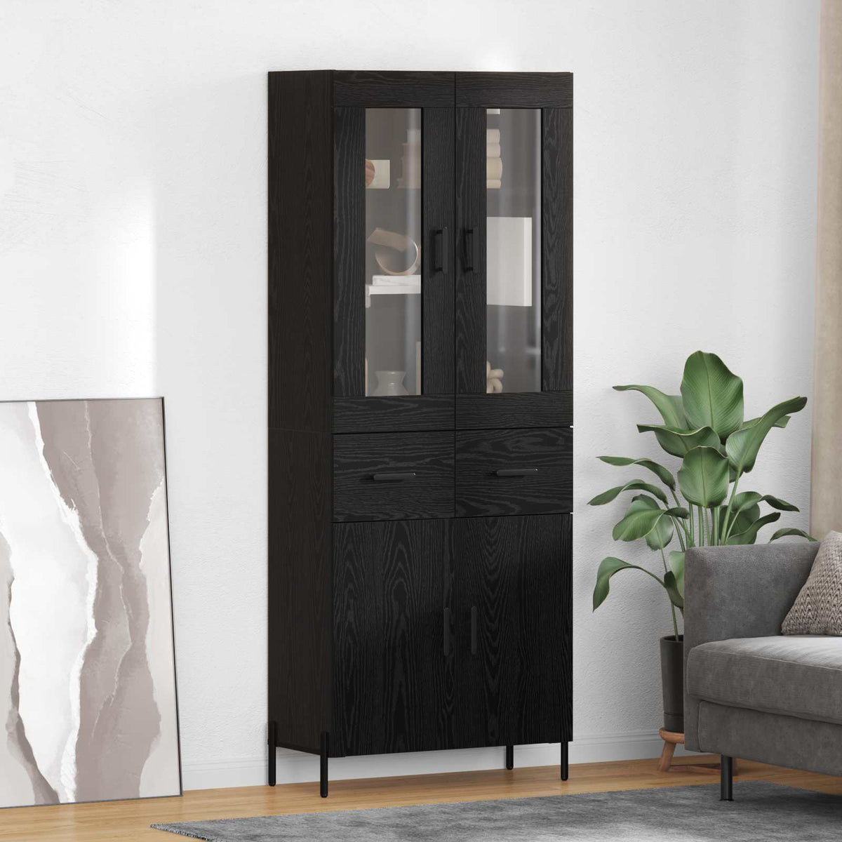 Highboard Crni hrast 69,5 x 34 x 180 cm Konstruirano drvo