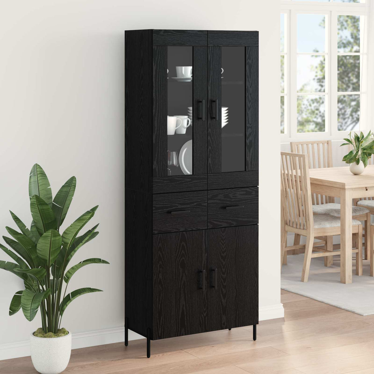 Highboard Crni hrast 69,5 x 34 x 180 cm Konstruirano drvo