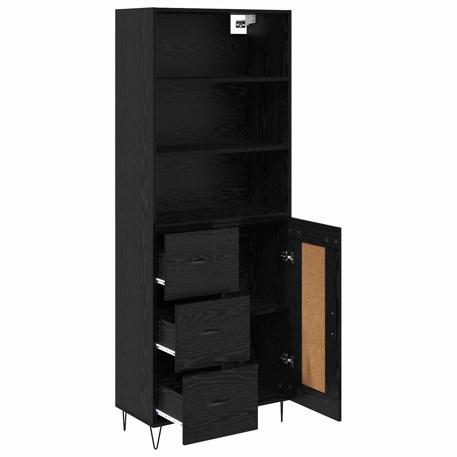 Highboard s ladicama 2 pcs Crni hrast Konstruirano drvo