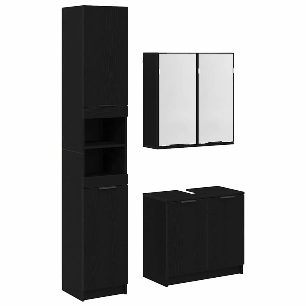 Set ormarića za kupaonicu 3 pcs Crni hrast Konstruirano drvo