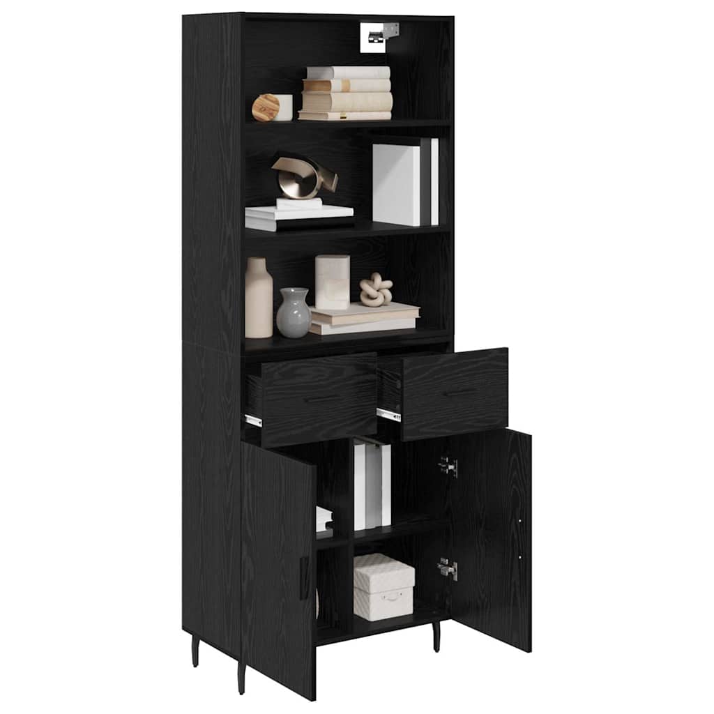 Highboard s ladicama Crni hrast 69,5 x 34 x 180 cm