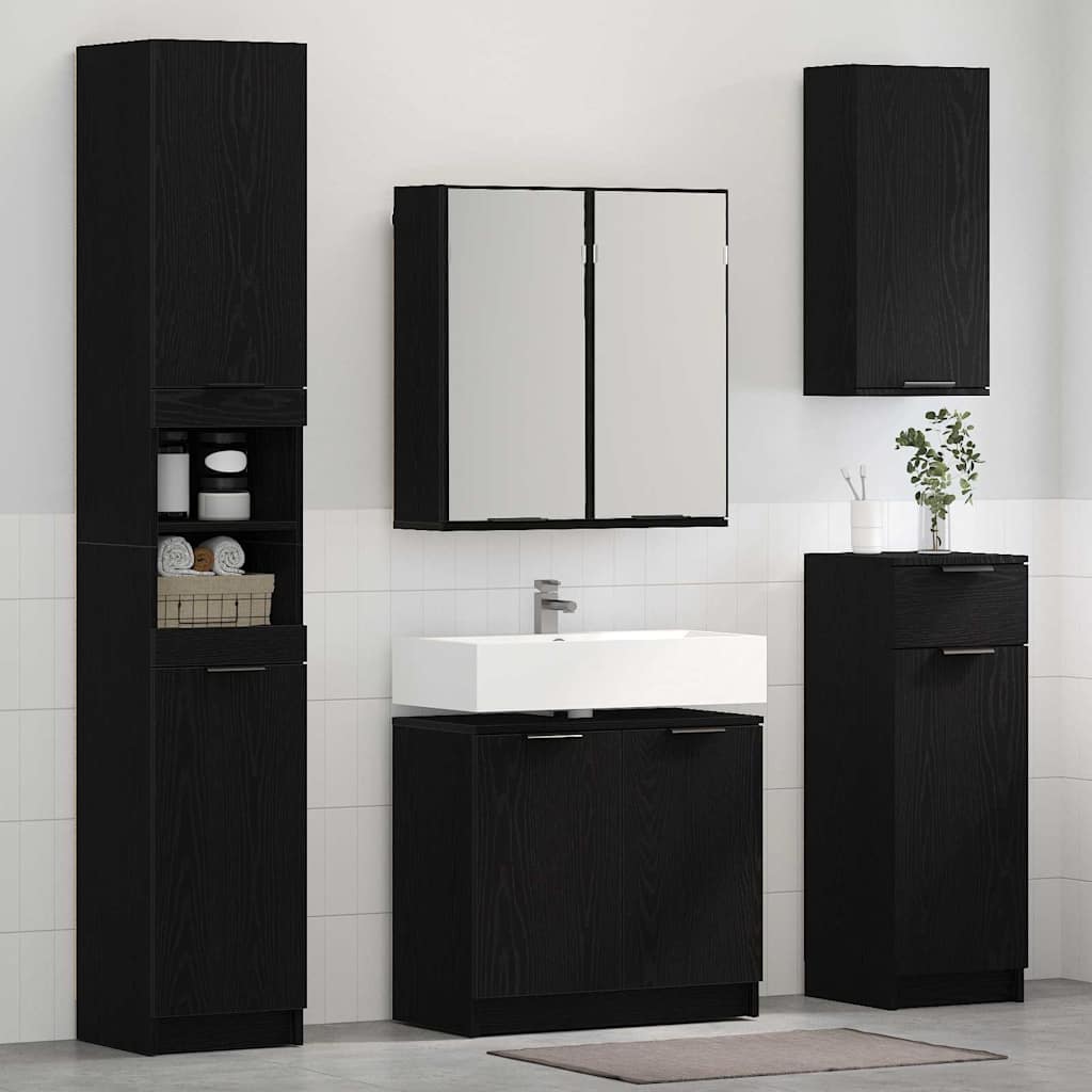 Set ormarića za kupaonicu 2 pcs Crni hrast Konstruirano drvo