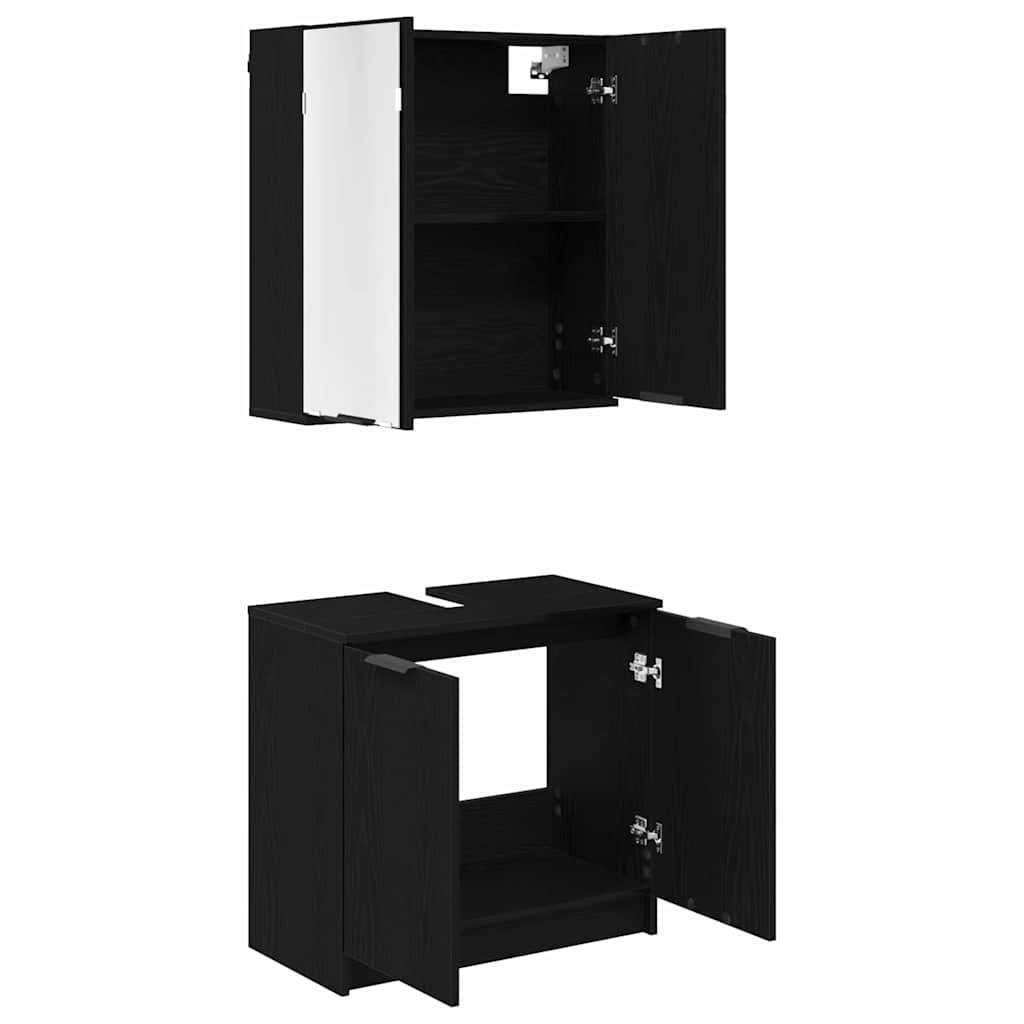 Set ormarića za kupaonicu 2 pcs Crni hrast Konstruirano drvo