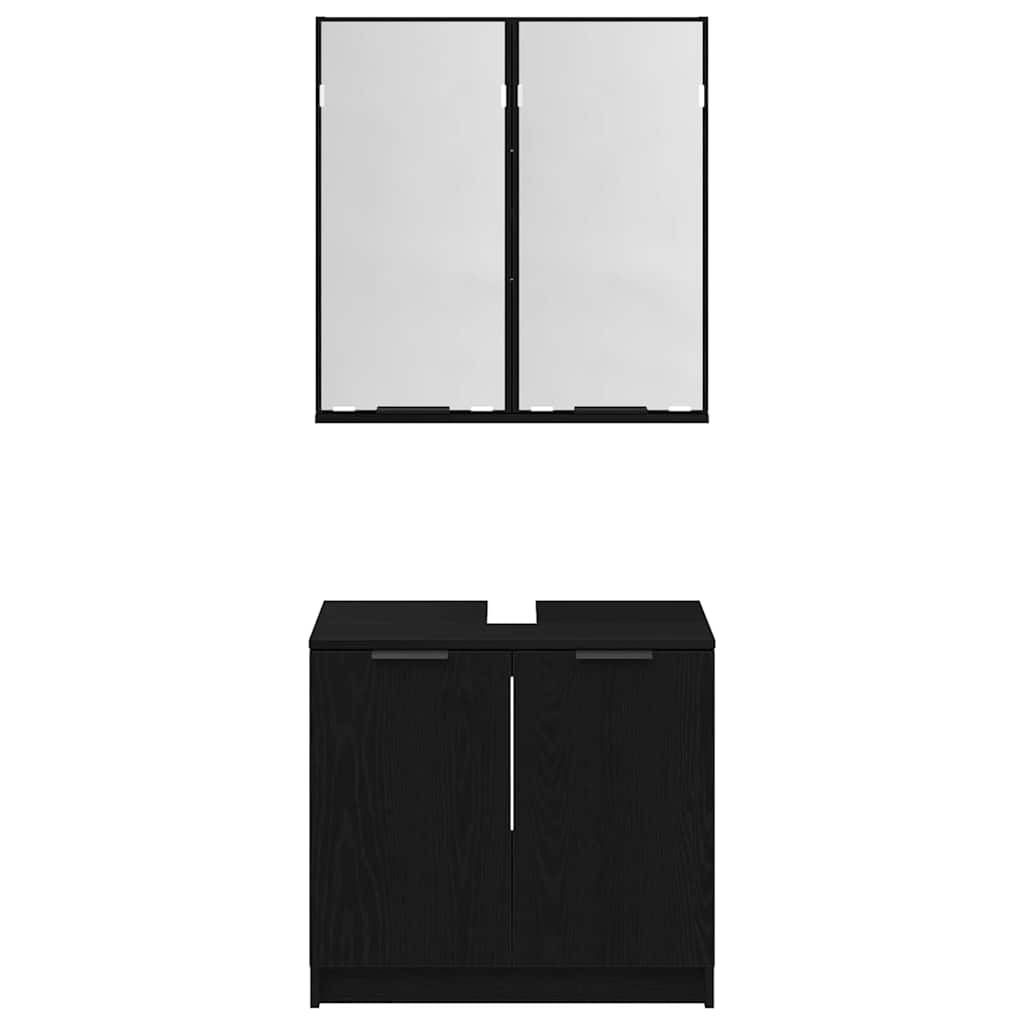 Set ormarića za kupaonicu 2 pcs Crni hrast Konstruirano drvo