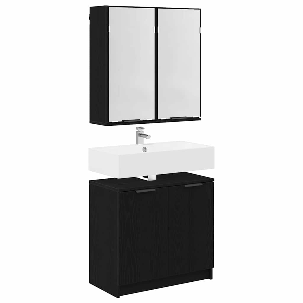 Set ormarića za kupaonicu 2 pcs Crni hrast Konstruirano drvo