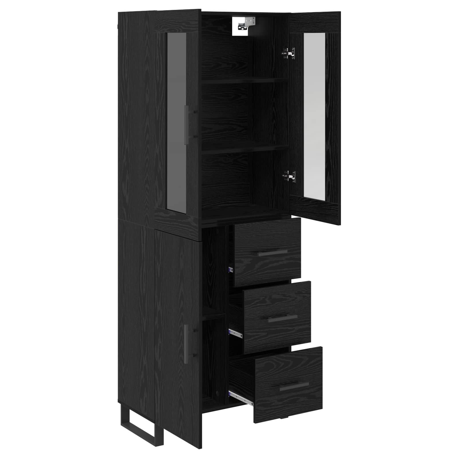 Highboard s ladicama 2 pcs Crni hrast Inženjerska drva i staklo