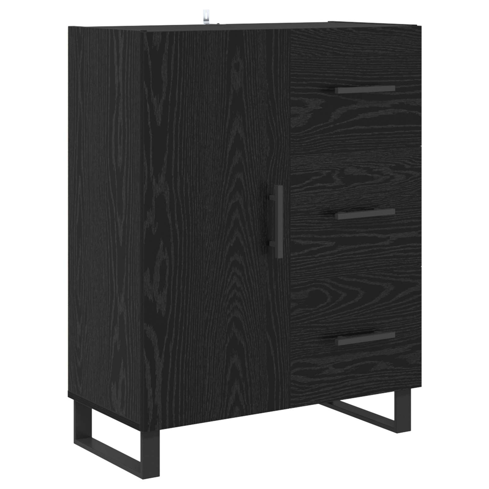 Highboard s ladicama 2 pcs Crni hrast Inženjerska drva i staklo