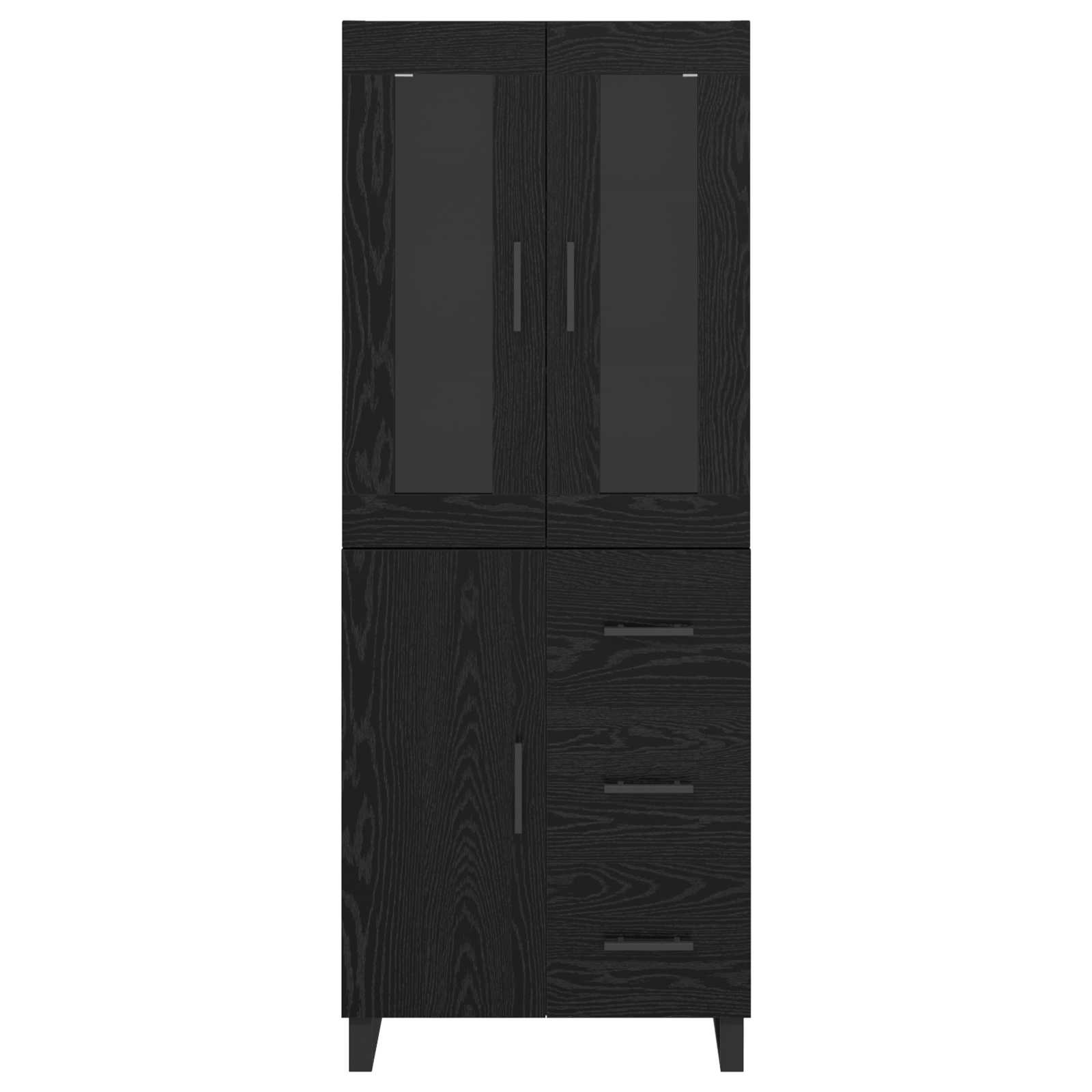 Highboard s ladicama 2 pcs Crni hrast Inženjerska drva i staklo
