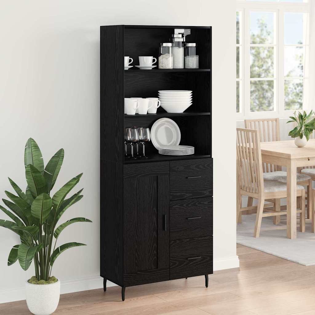 Highboard s ladicama Crni hrast 69,5 x 34 x 180 cm