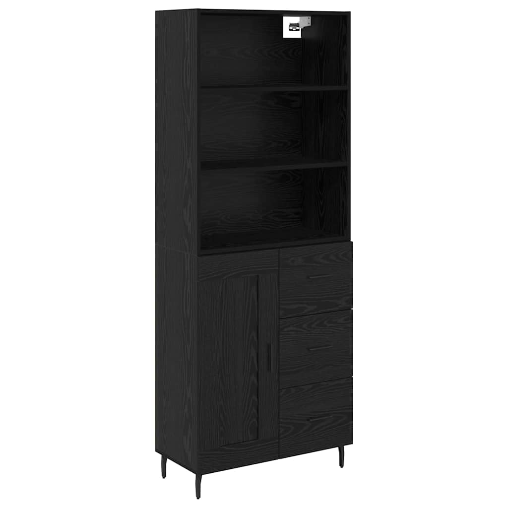 Highboard s ladicama Crni hrast 69,5 x 34 x 180 cm