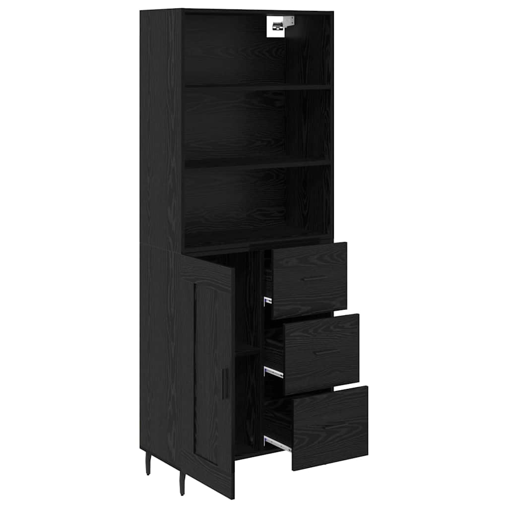 Highboard s ladicama Crni hrast 69,5 x 34 x 180 cm