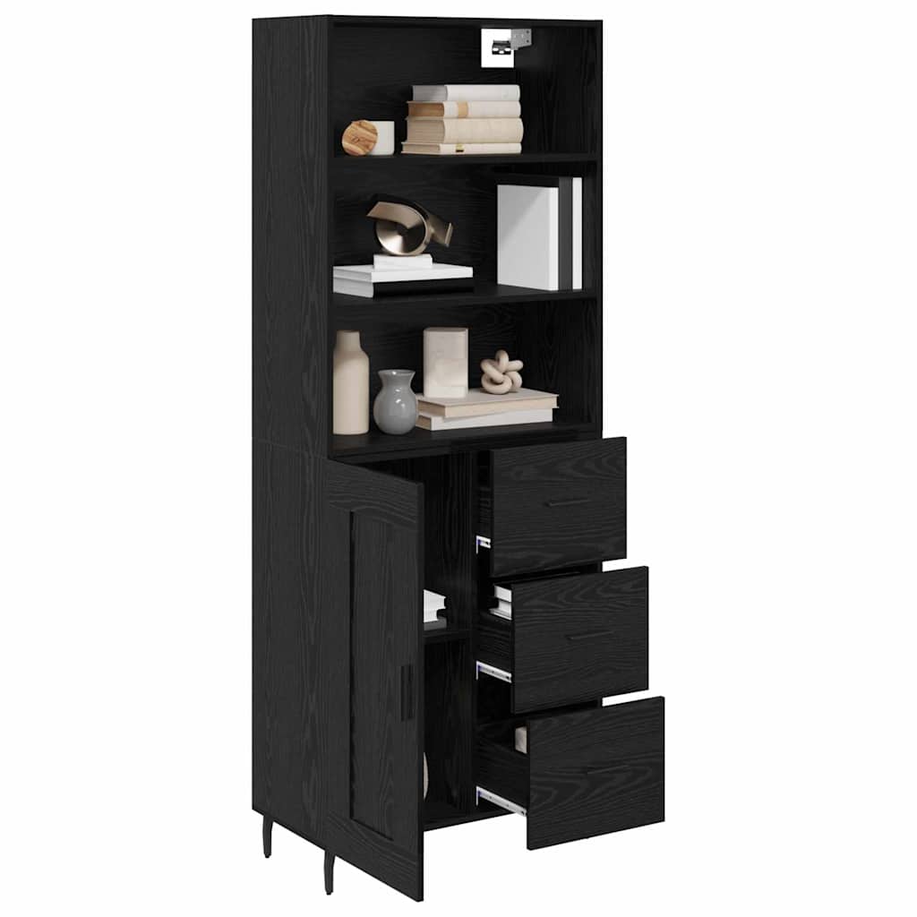 Highboard s ladicama Crni hrast 69,5 x 34 x 180 cm