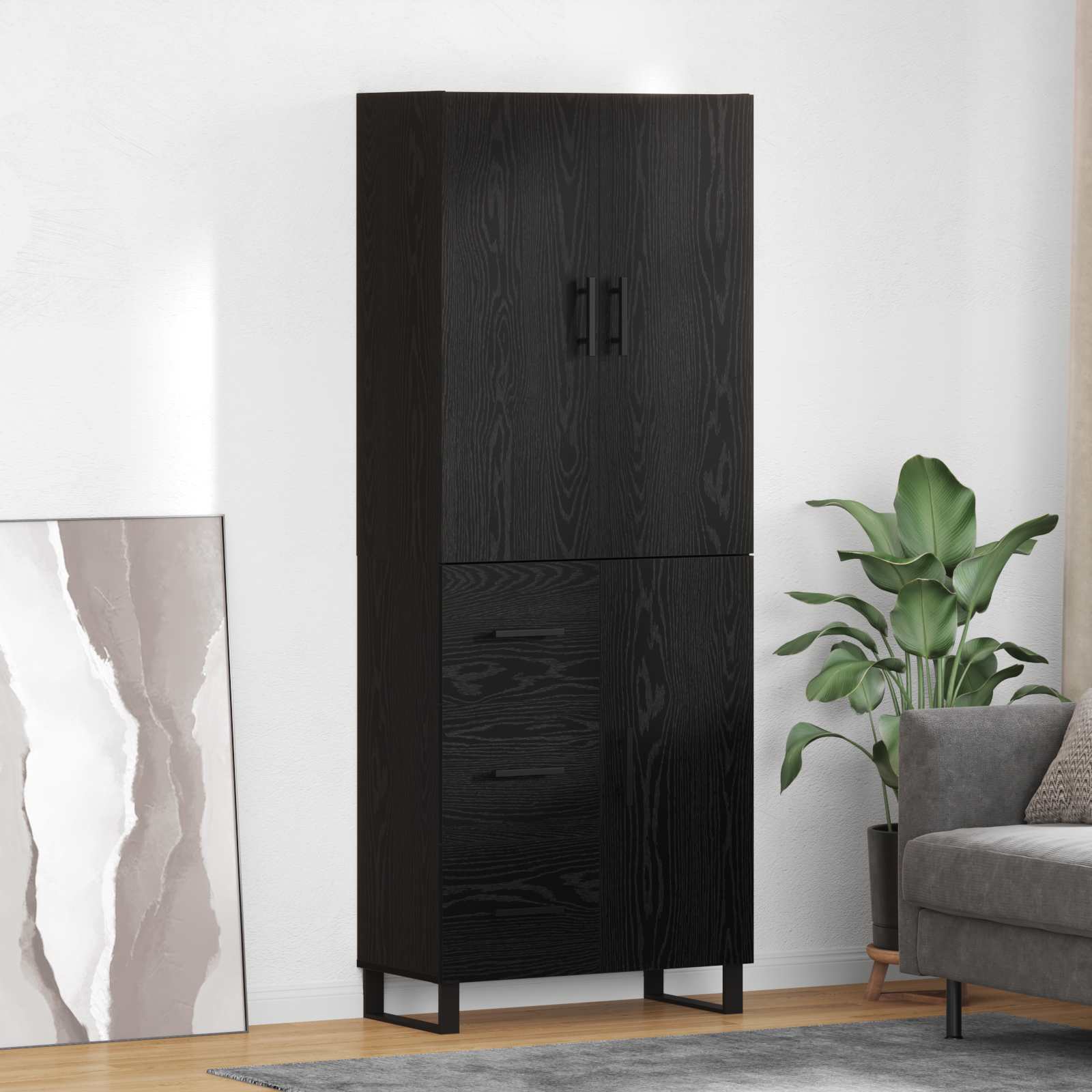 Highboard s ladicama 2 pcs Crni hrast 69,5 x 34 x 180 cm