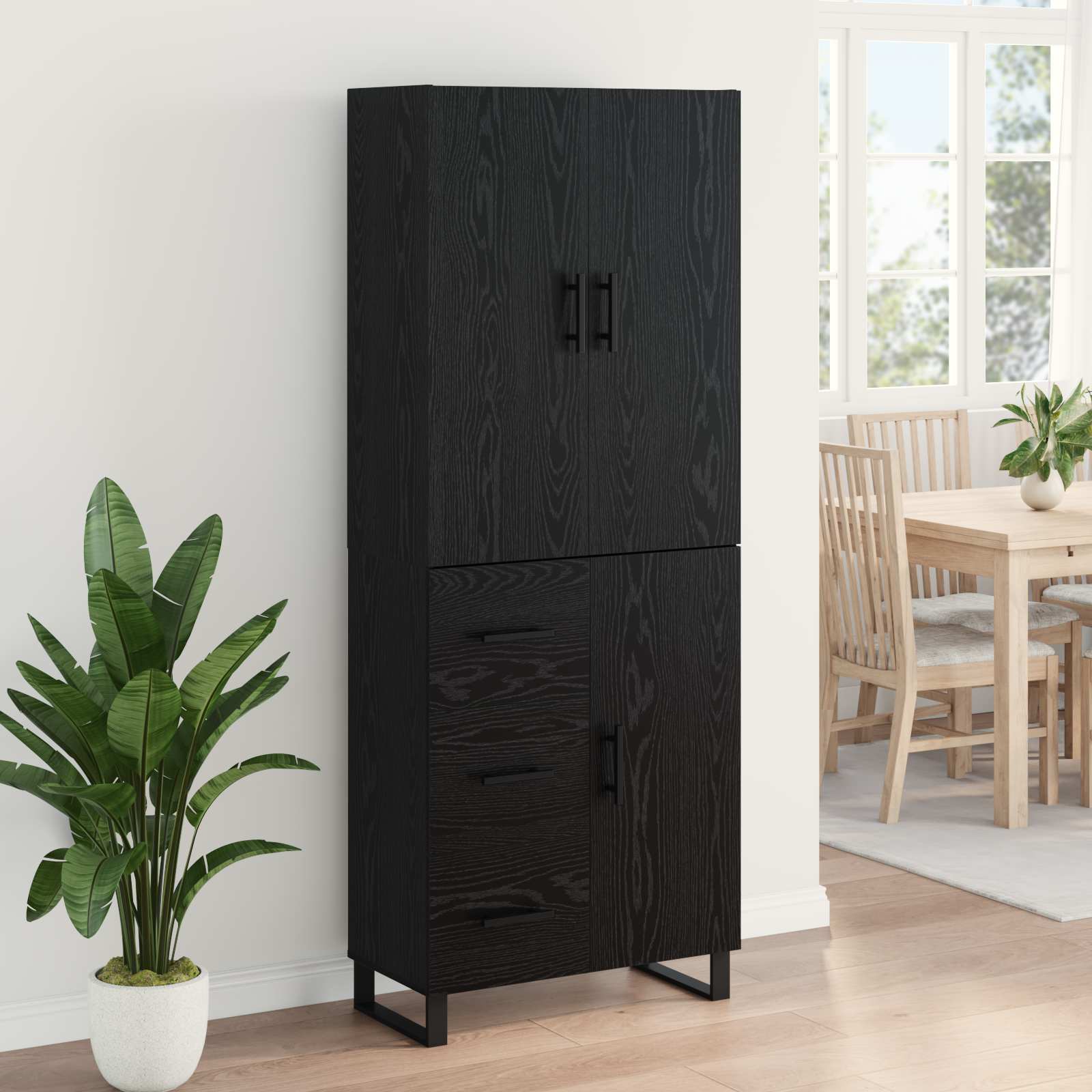 Highboard s ladicama 2 pcs Crni hrast 69,5 x 34 x 180 cm