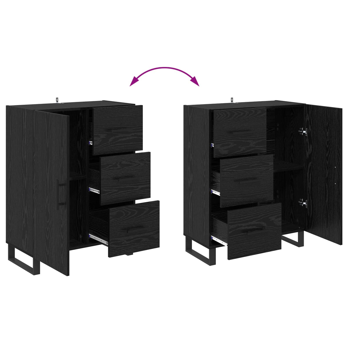 Highboard s ladicama 2 pcs Crni hrast 69,5 x 34 x 180 cm