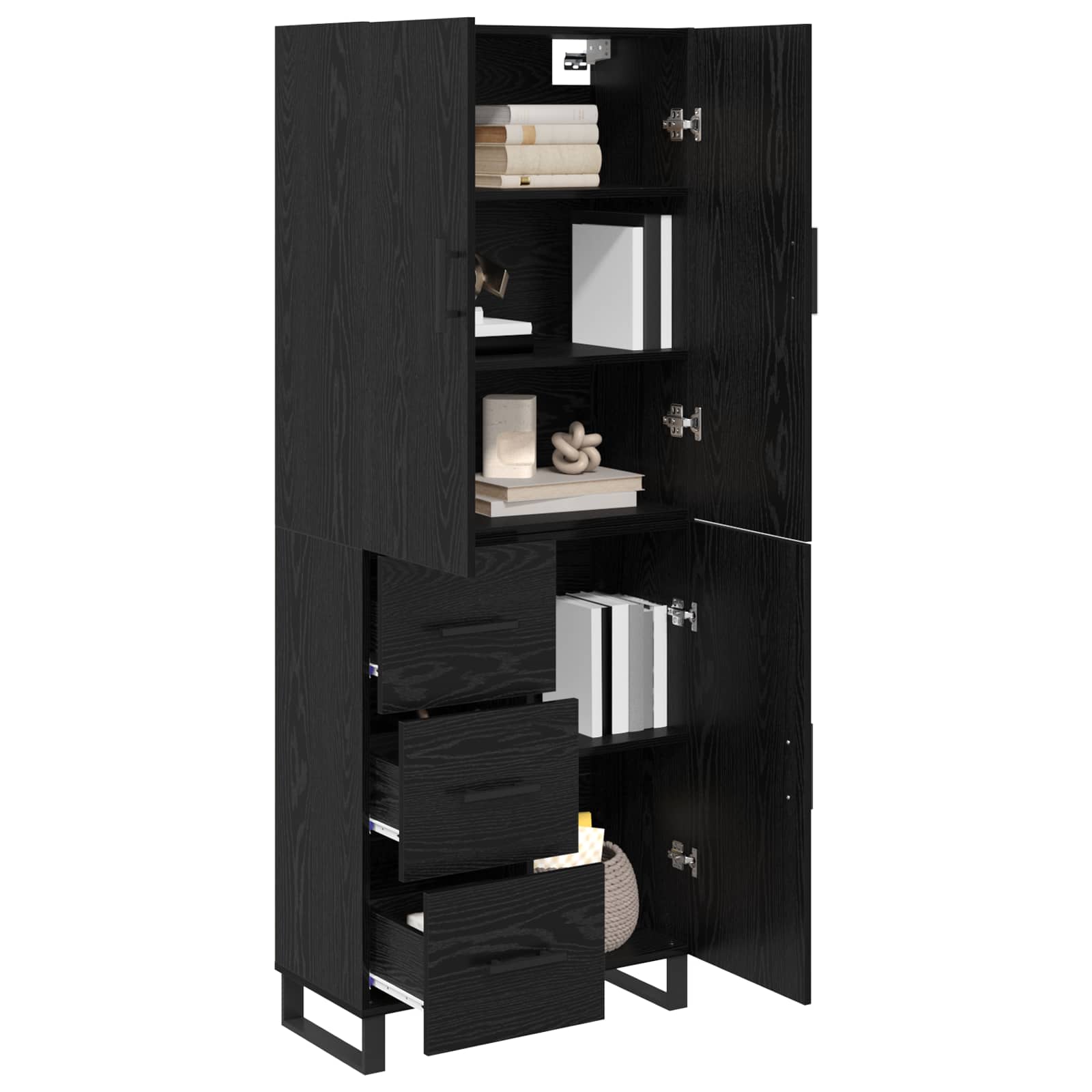 Highboard s ladicama 2 pcs Crni hrast 69,5 x 34 x 180 cm