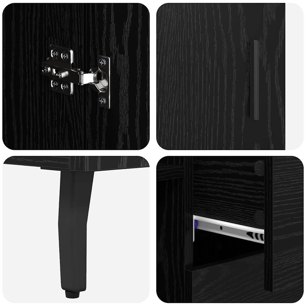 Highboard s ladicama 2 pcs Crni hrast Inženjerska drva i staklo