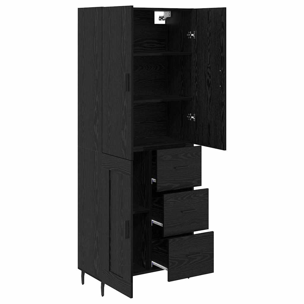 Highboard s ladicama 2 pcs Crni hrast Inženjerska drva i staklo