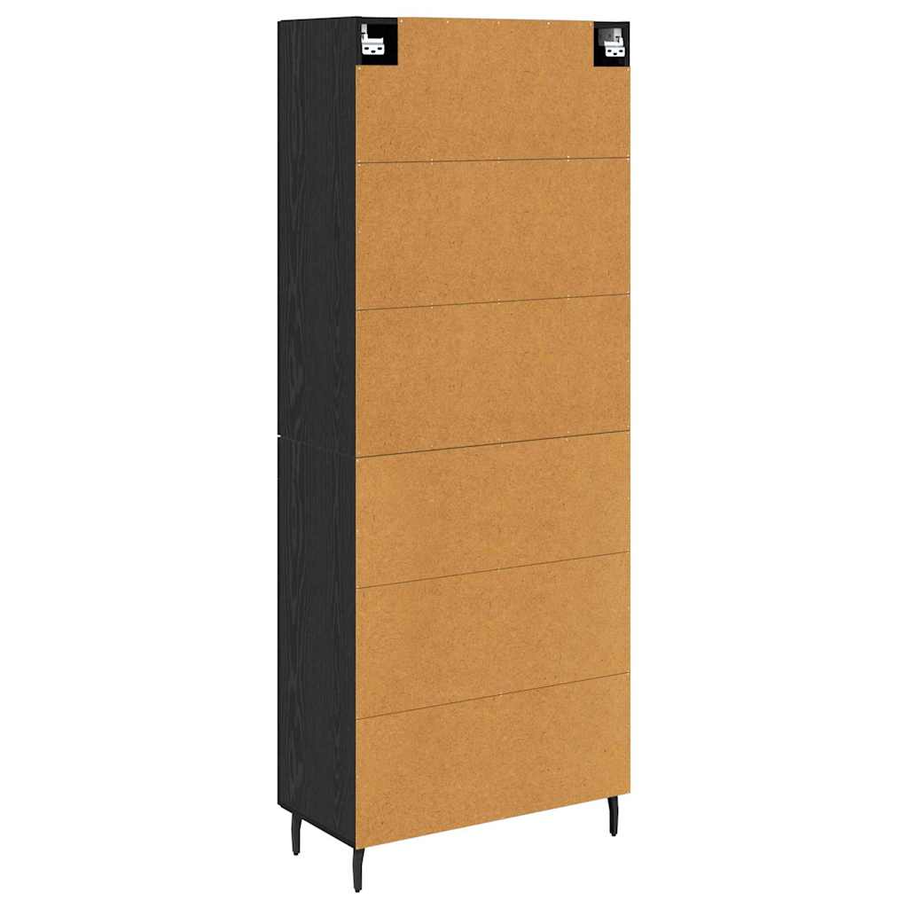 Highboard s ladicama 2 pcs Crni hrast Inženjerska drva i staklo