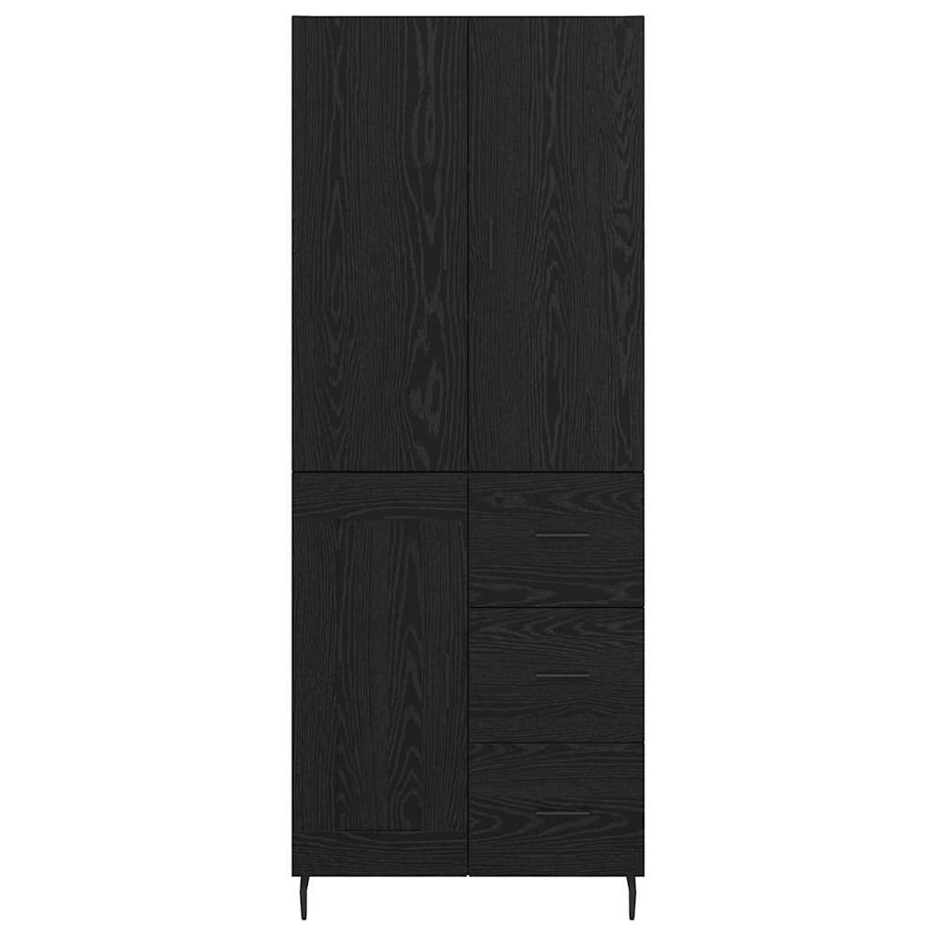 Highboard s ladicama 2 pcs Crni hrast Inženjerska drva i staklo