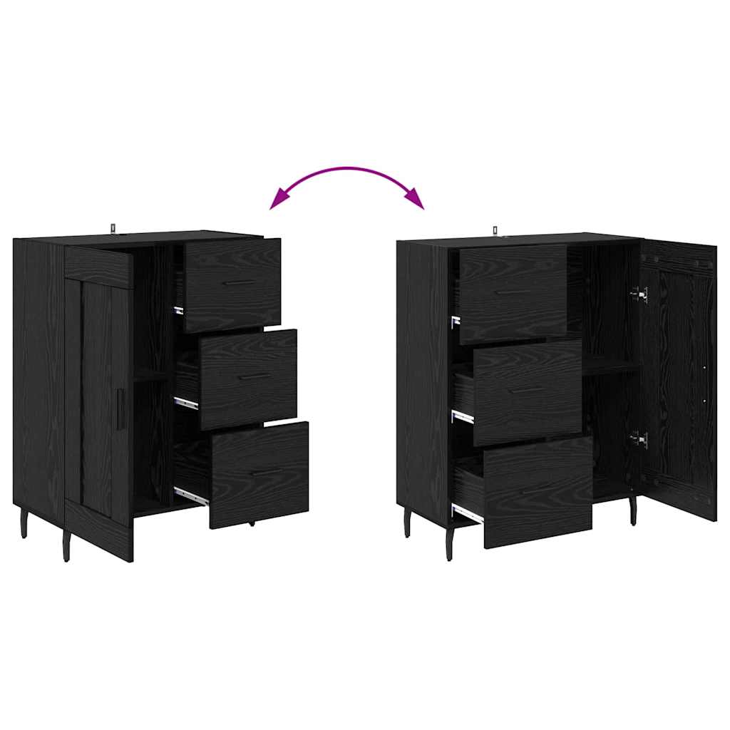 Highboard s ladicama 2 pcs Crni hrast Inženjerska drva i staklo