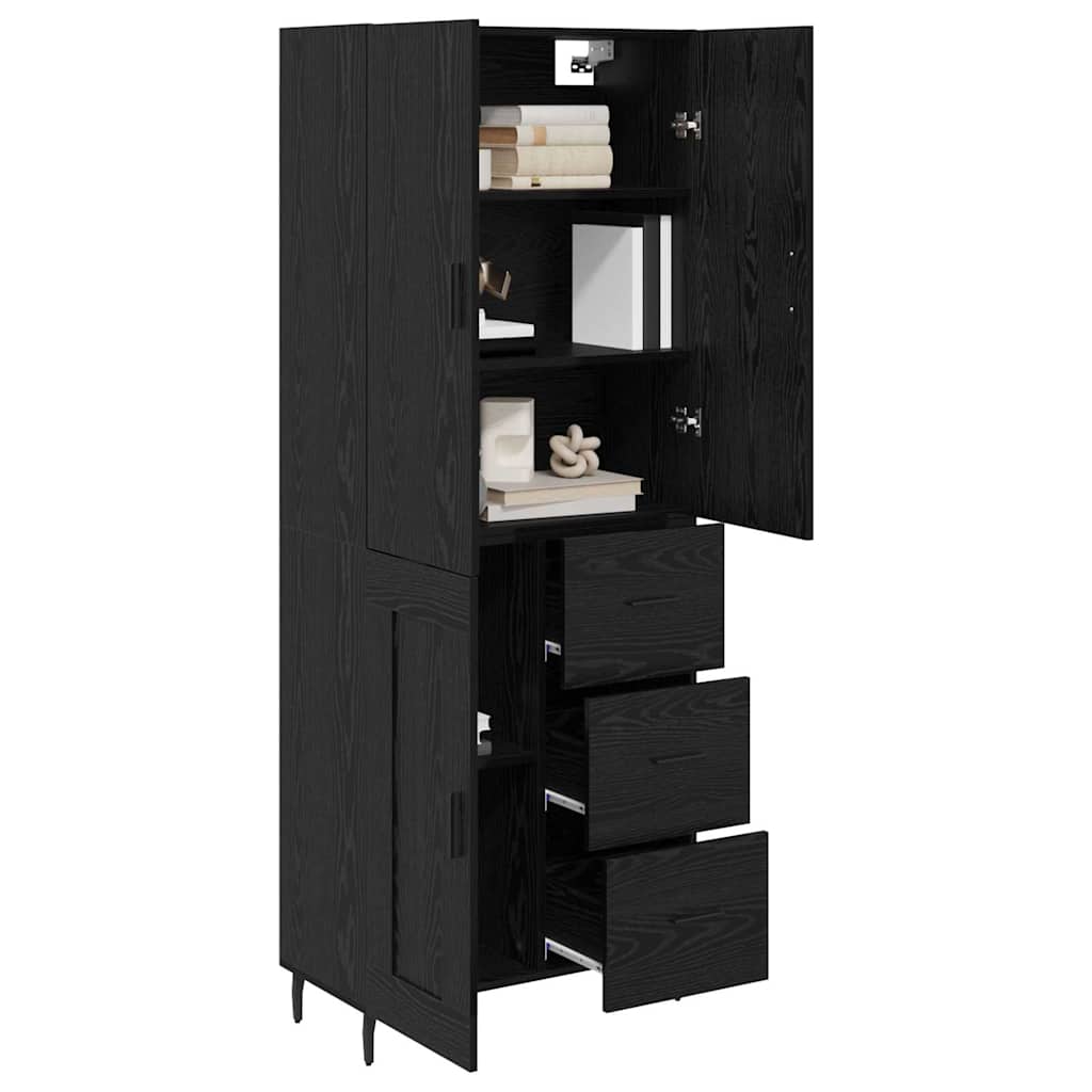 Highboard s ladicama 2 pcs Crni hrast Inženjerska drva i staklo