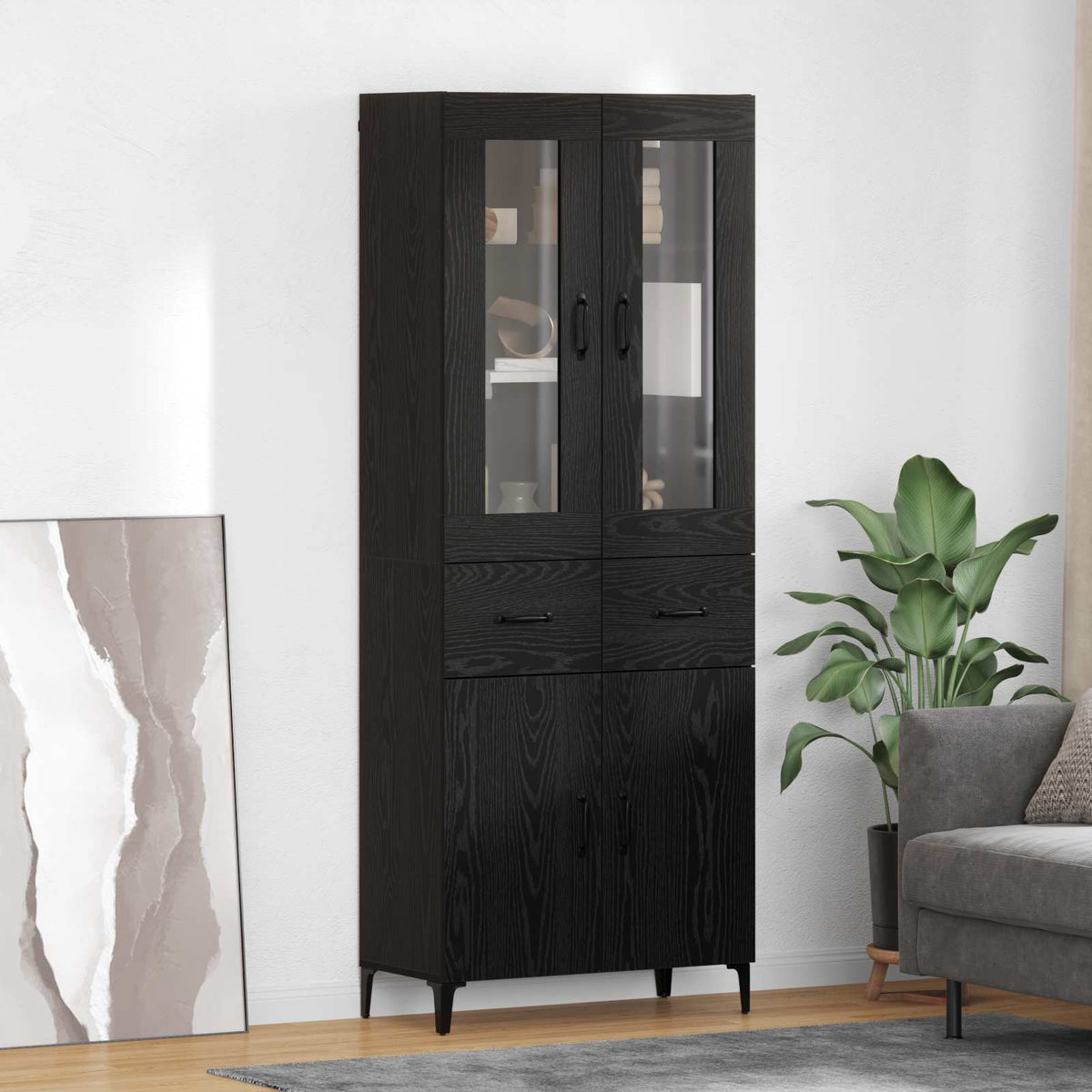 Highboard Crni hrast 69,5 x 34 x 180 cm Konstruirano drvo
