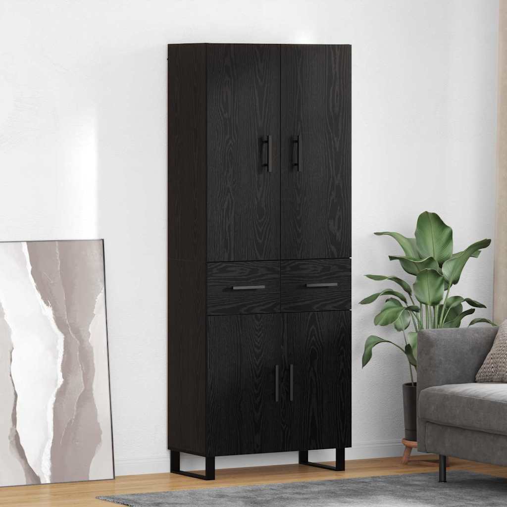Highboard s ladicama 2 pcs Crni hrast 69,5 x 34 x 180 cm