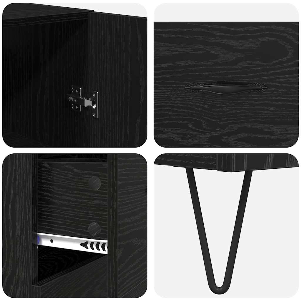 Highboard s ladicama 2 pcs Crni hrast Inženjersko drvo i staklo