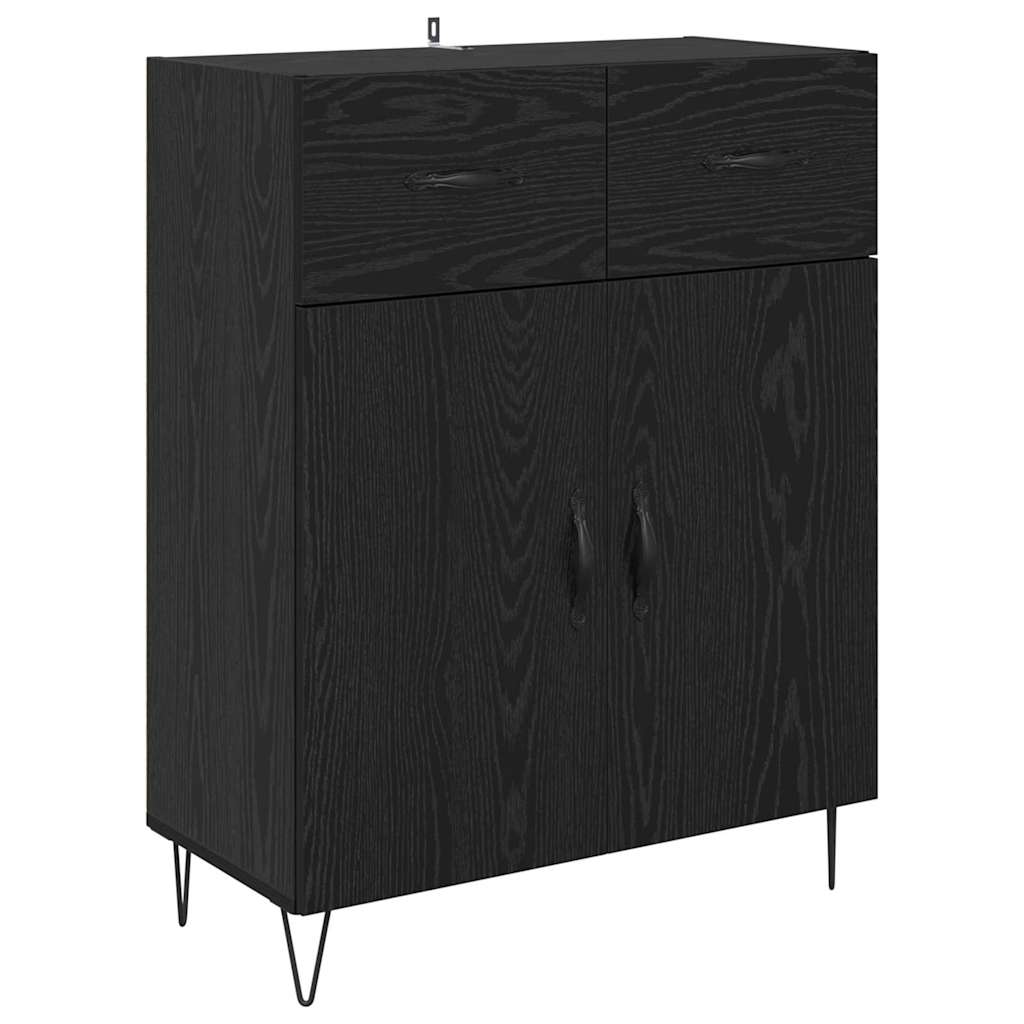 Highboard s ladicama 2 pcs Crni hrast Inženjersko drvo i staklo