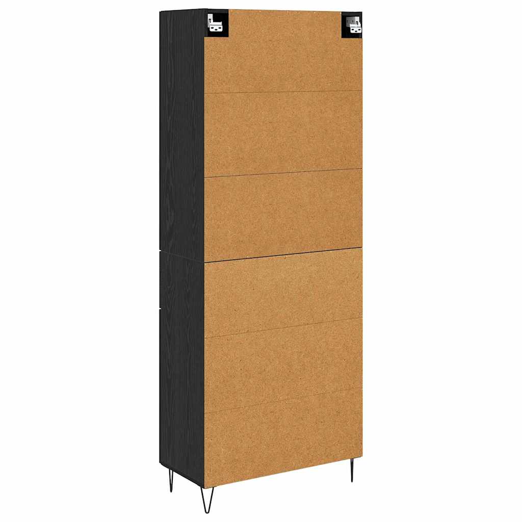 Highboard s ladicama 2 pcs Crni hrast Inženjersko drvo i staklo