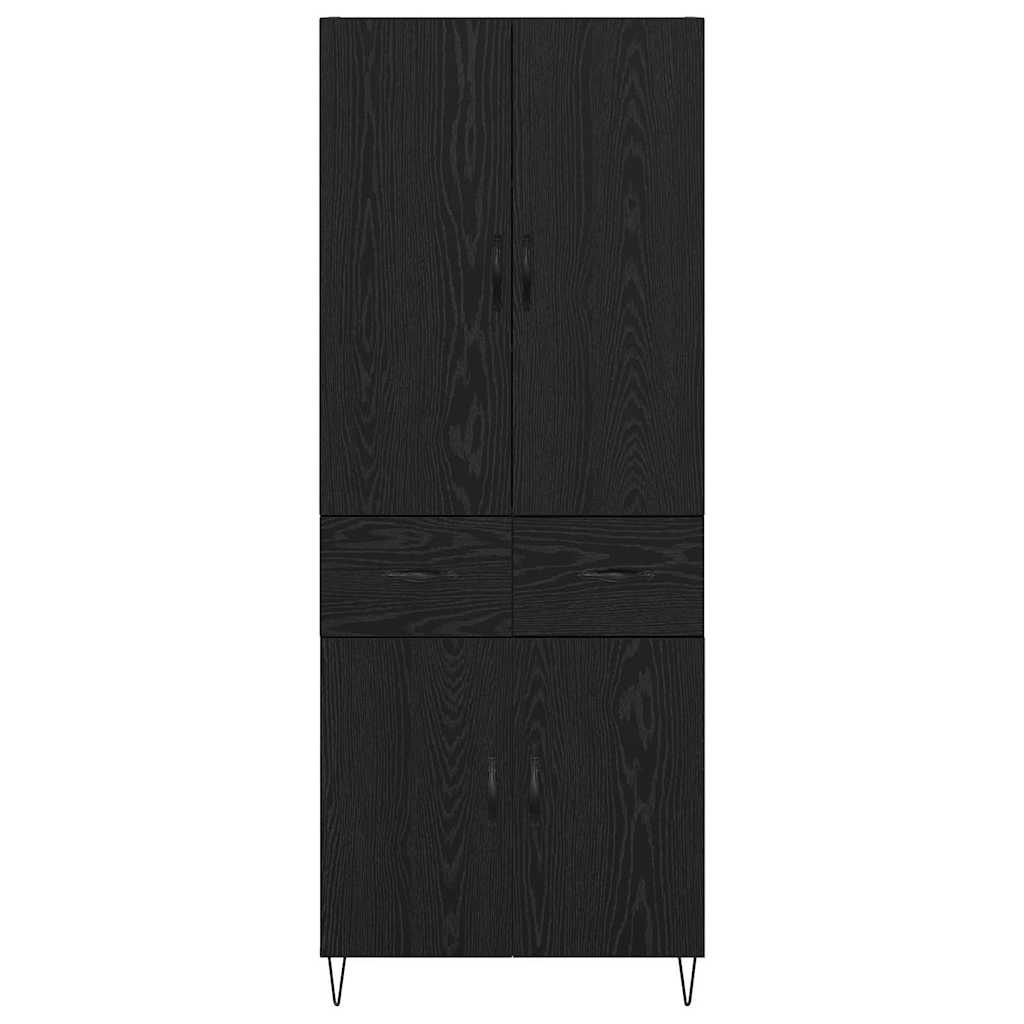 Highboard s ladicama 2 pcs Crni hrast Inženjersko drvo i staklo