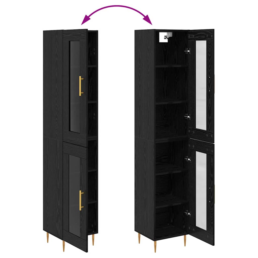 Highboard 2 pcs Crni hrast Stakl
