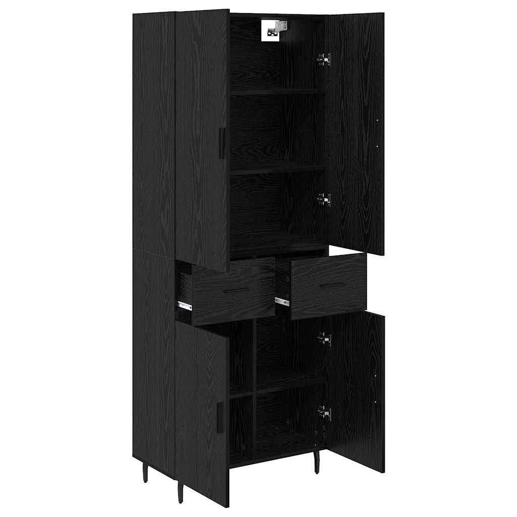 Highboard s ladicama 2 pcs Crni hrast Inženjerska drva i staklo