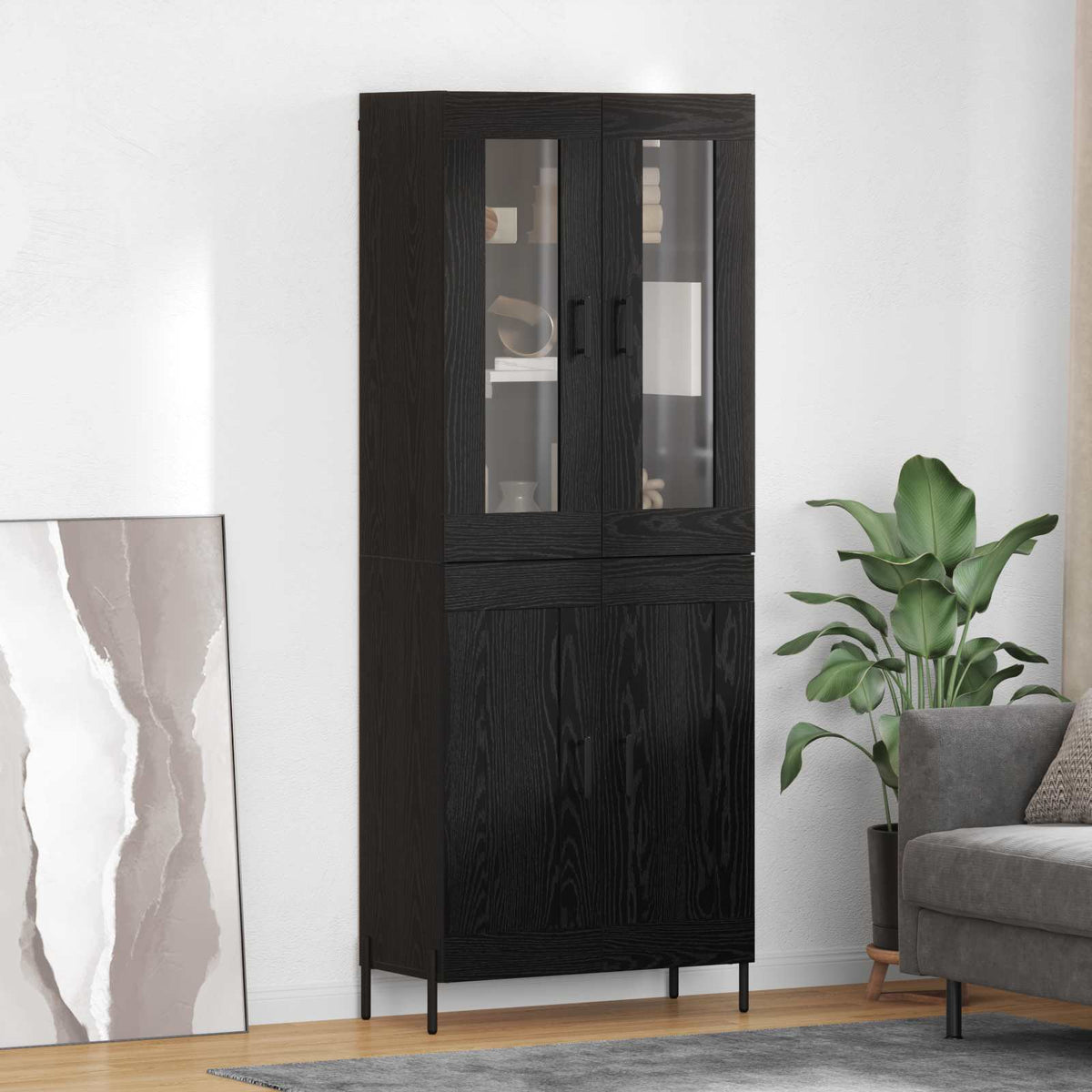 Highboard Crni hrast 69,5 x 34 x 180 cm Konstruirano drvo