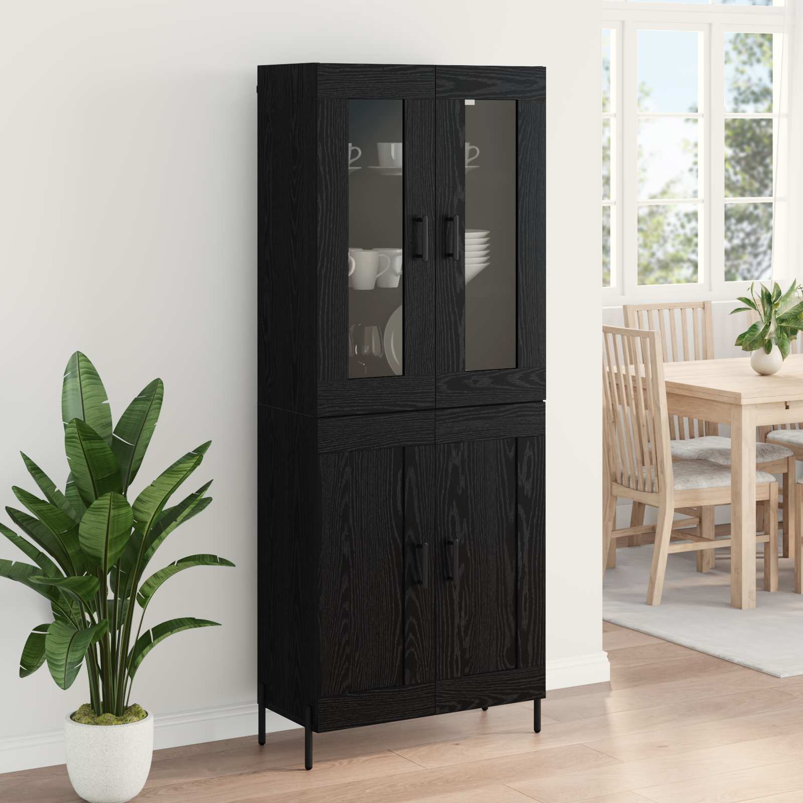 Highboard Crni hrast 69,5 x 34 x 180 cm Konstruirano drvo