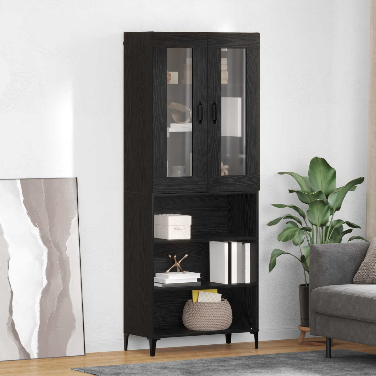 Highboard Crni hrast 69,5 x 34 x 180 cm Konstruirano drvo