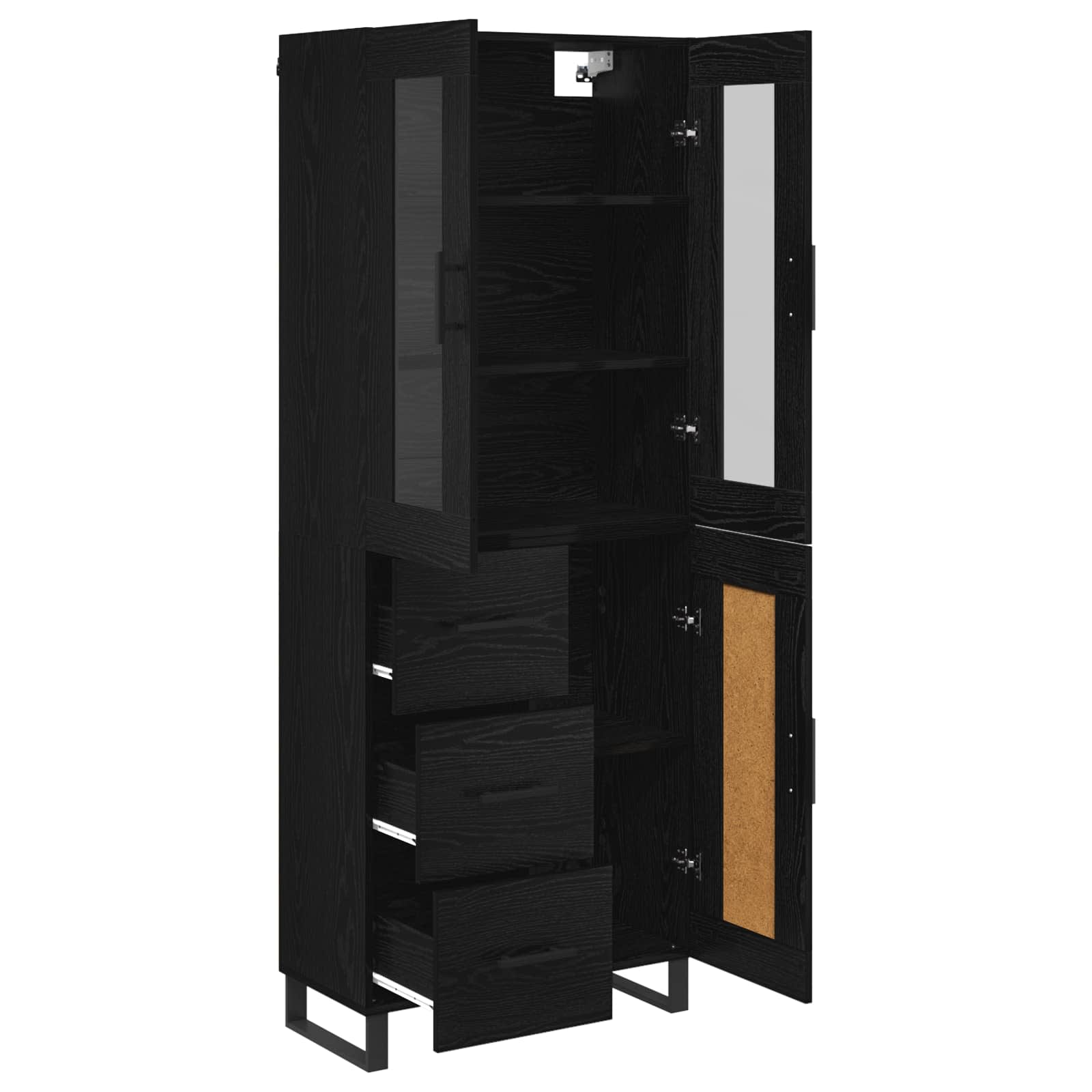 Highboard s ladicama 2 pcs Crni hrast Inženjerska drva i staklo