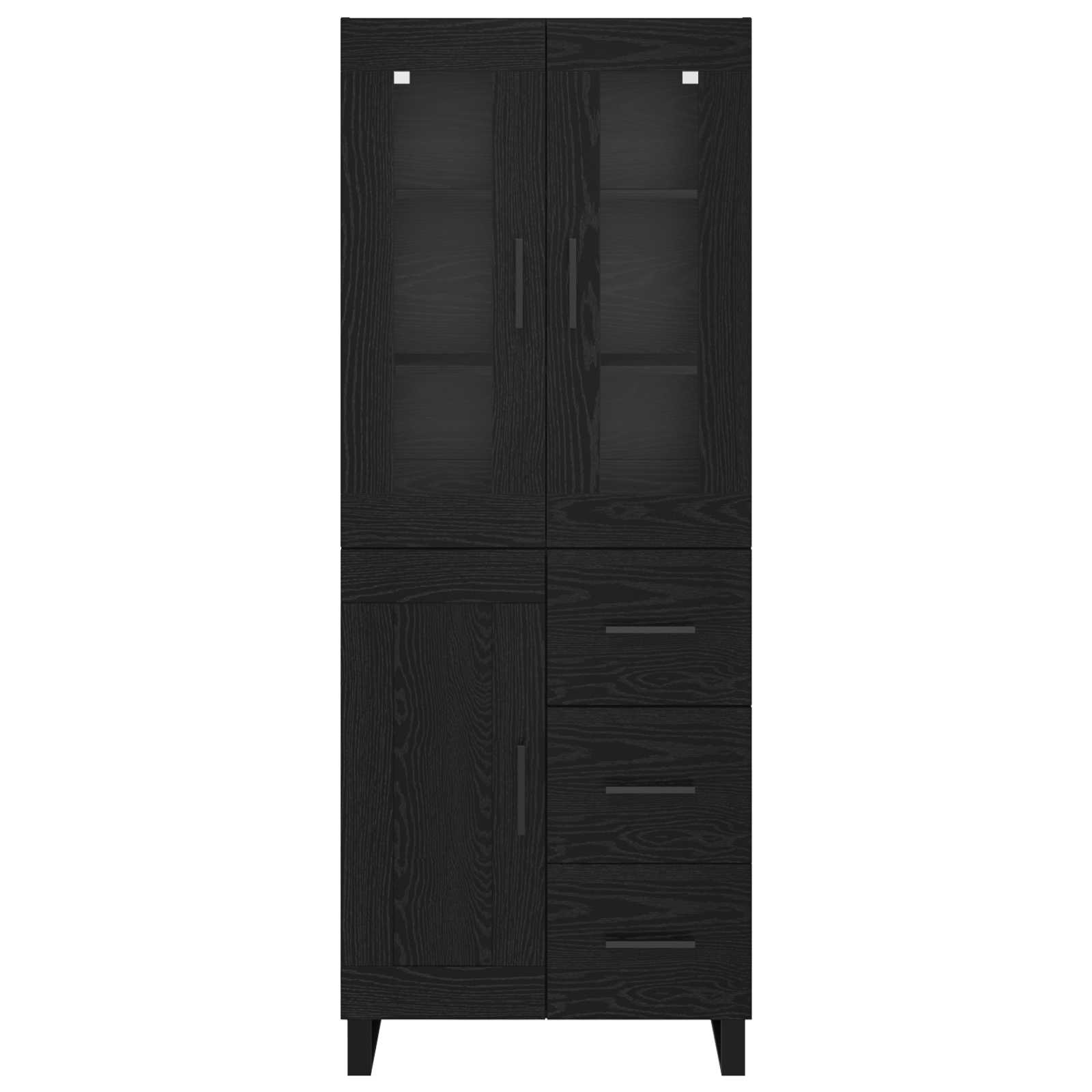 Highboard s ladicama 2 pcs Crni hrast Inženjerska drva i staklo
