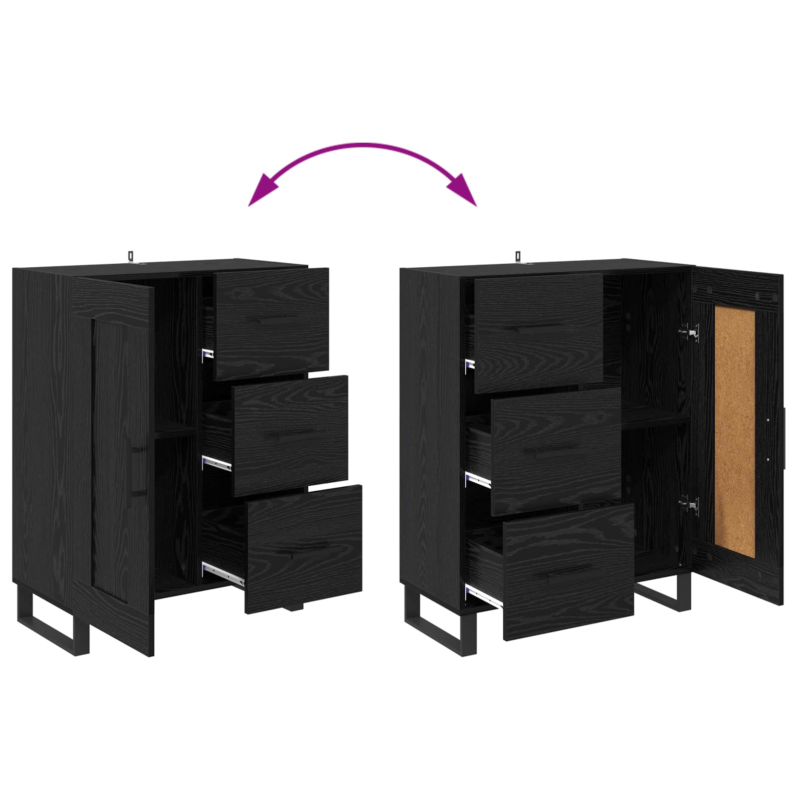 Highboard s ladicama 2 pcs Crni hrast Inženjerska drva i staklo