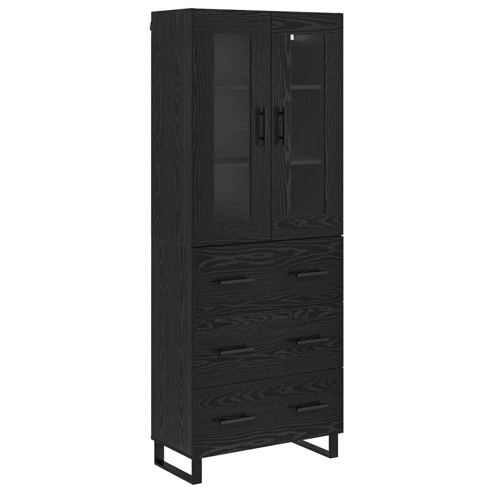 Highboard s ladicama 2 pcs Crni hrast Inženjerska drva i staklo